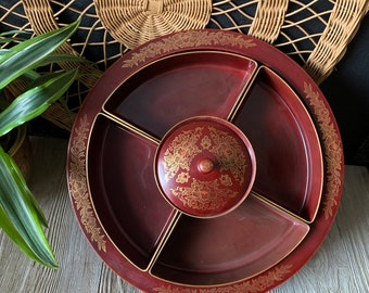 Vintage Maruni Metal Serving Tray | Vintage Dinnerware | Vintage Maruni Lacquerware | Appetizer Tray | Japanese Serving Tray Kitchenware