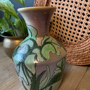 Vintage Handmade Pottery Vase Studio Pottery Floral Vase Hand Painted Signed Pottery Ceramic Vase Boho Decor Bud Flower Vase image 4