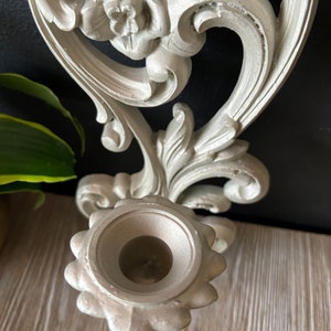 Vintage Homco Ornate White Candlestick Holder Wall Sconce, Mid Century Wall Decor, Hanging Wall Candle Holder, Gothic Candlestick Holder image 7