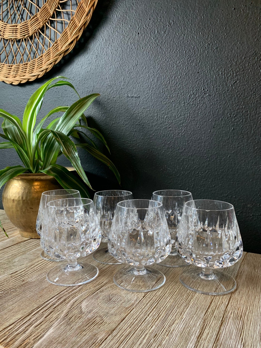 Vintage Etched Glass Footed Shot Glasses | Small Liquor Goblets | Set ...