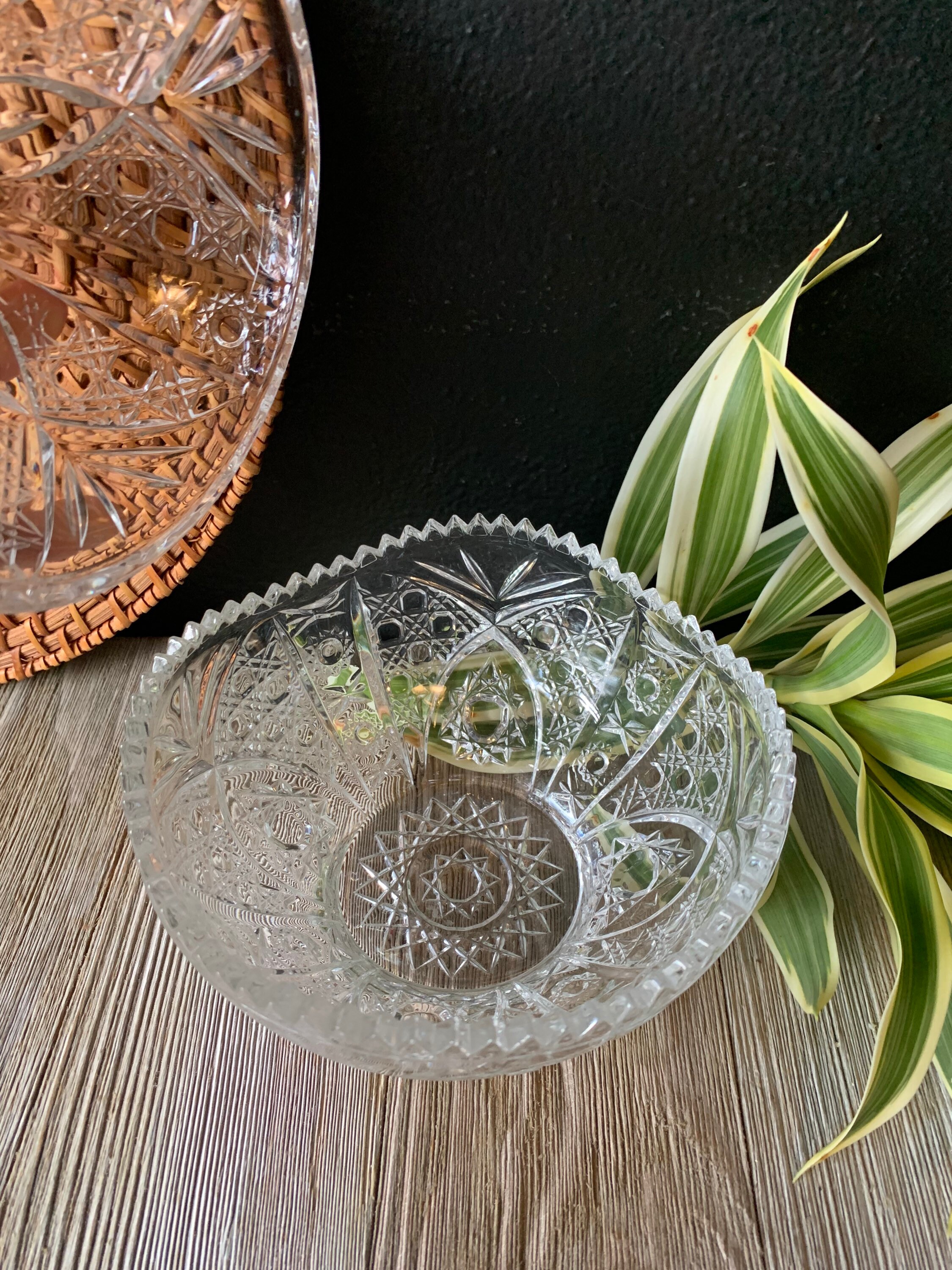 Vintage Etched Crystal Candy Dish With Lid Lidded Crystal Etsy