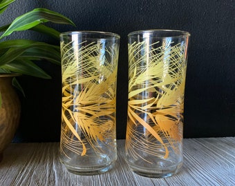 Vintage Wheat Themed Tumblers | Vintage Glassware | 70s Iced Tea Glasses | Water Glasses | Housewarming Gift | Retro High Ball Glasses