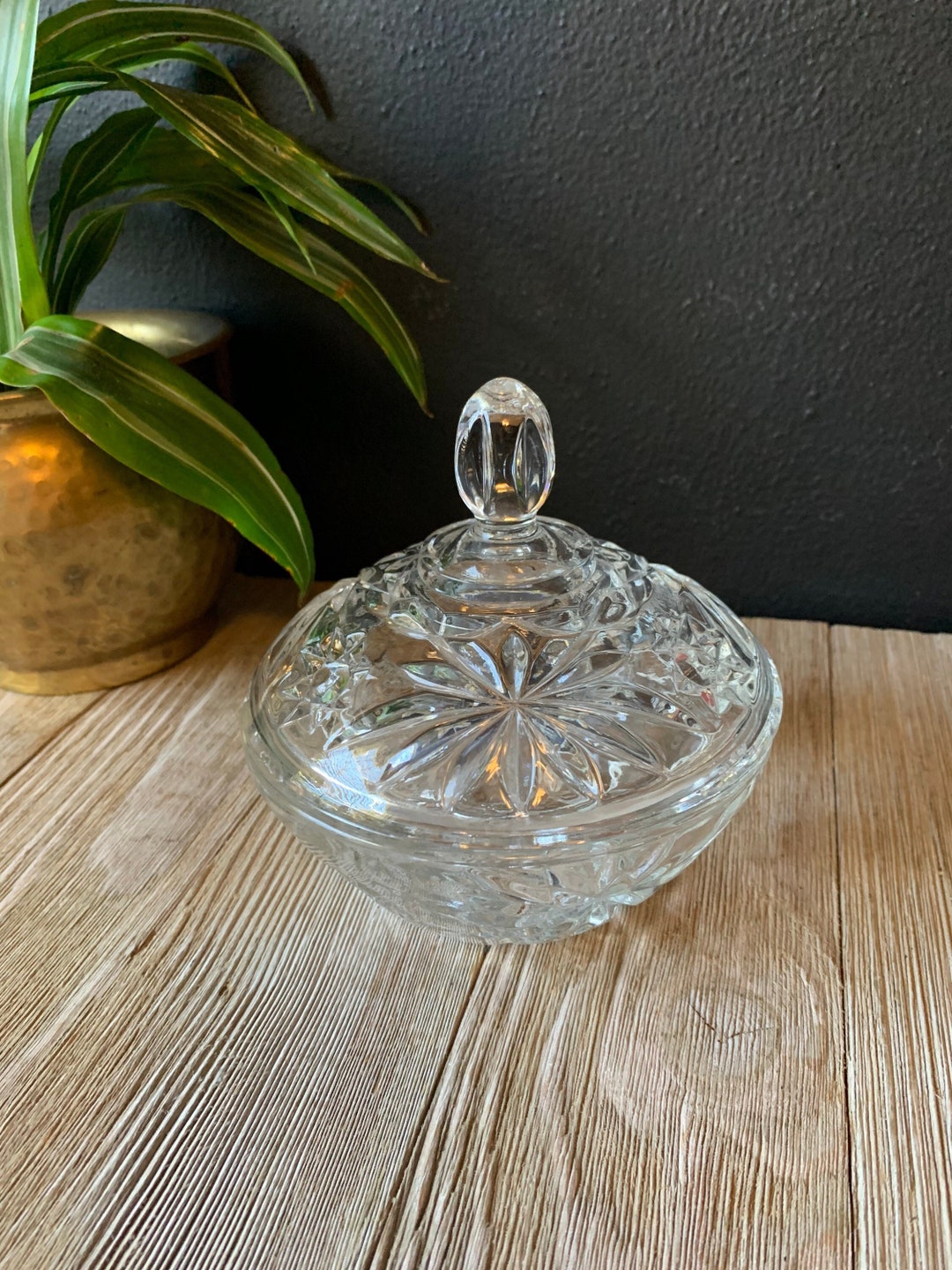 Vintage Crystal Candy Dish With Lid Crystal Peanut Dish Etsy
