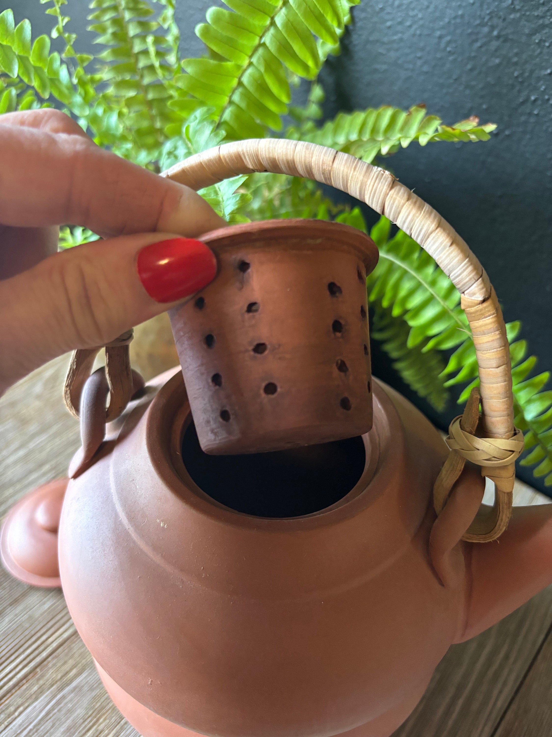Vintage Chinese Yixing Zisha Red Clay Tea Pot and Candle
