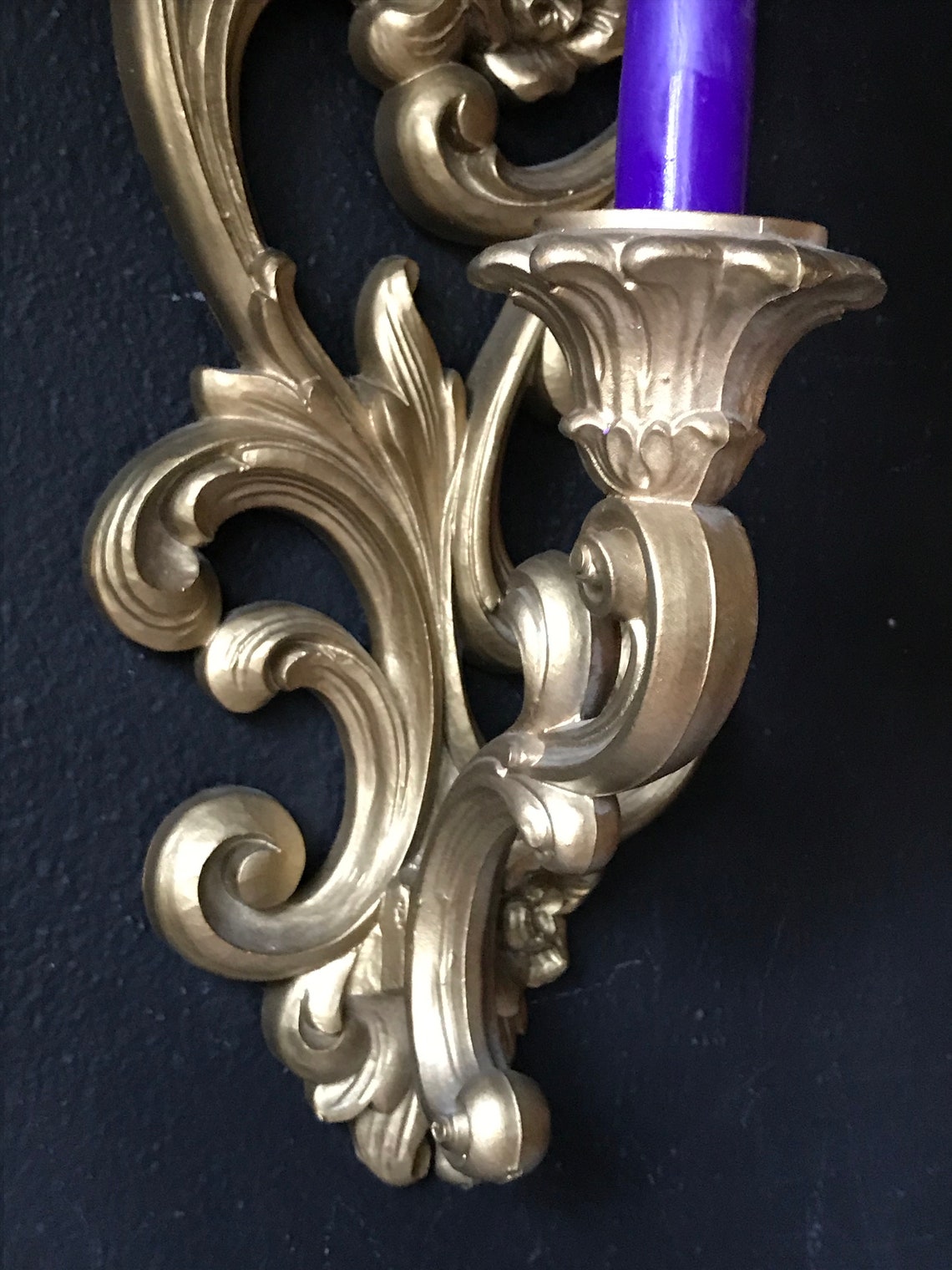 Vintage Gold Wall Sconce Candle Holder Hollywood Regency Etsy