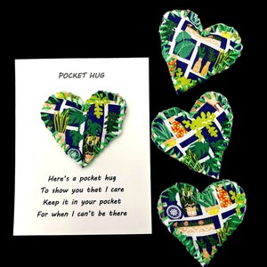 Câlin de poche, coeur de poche, cadeau, ami, amour, coeur doux, câlin, carte cadeau, petit coeur de poche, plantes, feuilles, cactus, grille