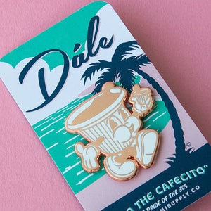 Tito the Cafecito Rose Gold & White Hard Enamel Pin &quot;Daywalker Edition&quot; - Cuban Coffee, Cafecito, Colada Miami Gift