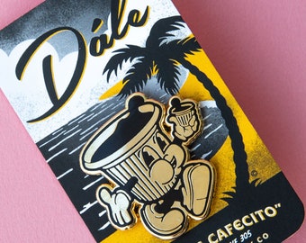 Tito the Cafecito Gold & Black Hard Enamel Pin "Nightcrawler Edition" - Cuban Coffee, Cafecito, Colada Miami Gift