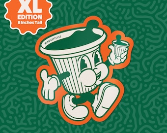 Tito the Cafecito  XL - Oversized Miami Cuban Coffee Jumbo Sticker, South Beach & Coral Gables Colors