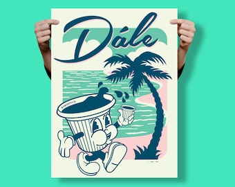 Tito the Cafecito - Miami Cuban Coffee - Art Print / Poster - 18"x24" - 3-color Silk screened