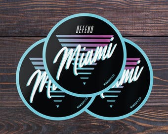 Sticker 3-Pack - Defend Miami Sticker - Retro 80’s Design - Represent the 305 - Miami, Florida