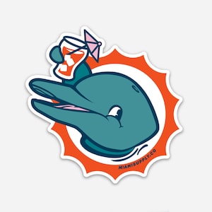 Miami Tailgate Party Dolphin Stickers - Miami Sports Themed Sticker
