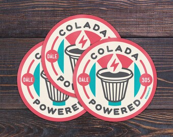 Sticker 3-Pack - Colada Powered -  Miami 305 Cuban Coffee Sticker