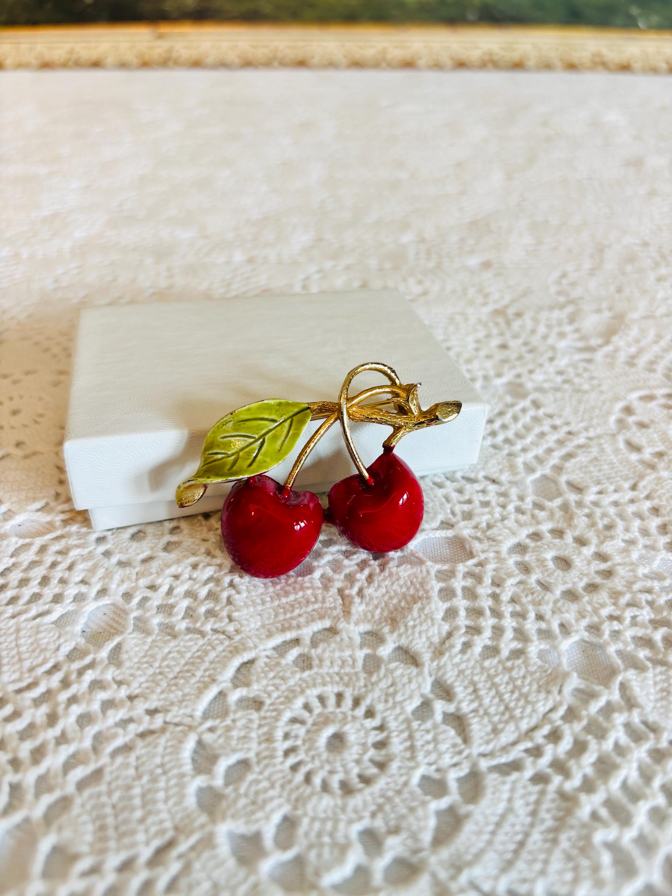 Red Cherry Brooch - Etsy