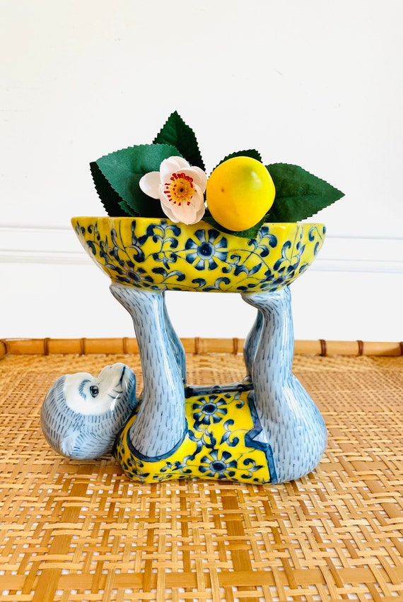 Chinoiserie Monkey Bowl Blue and White Monkey Holding Bowl Etsy