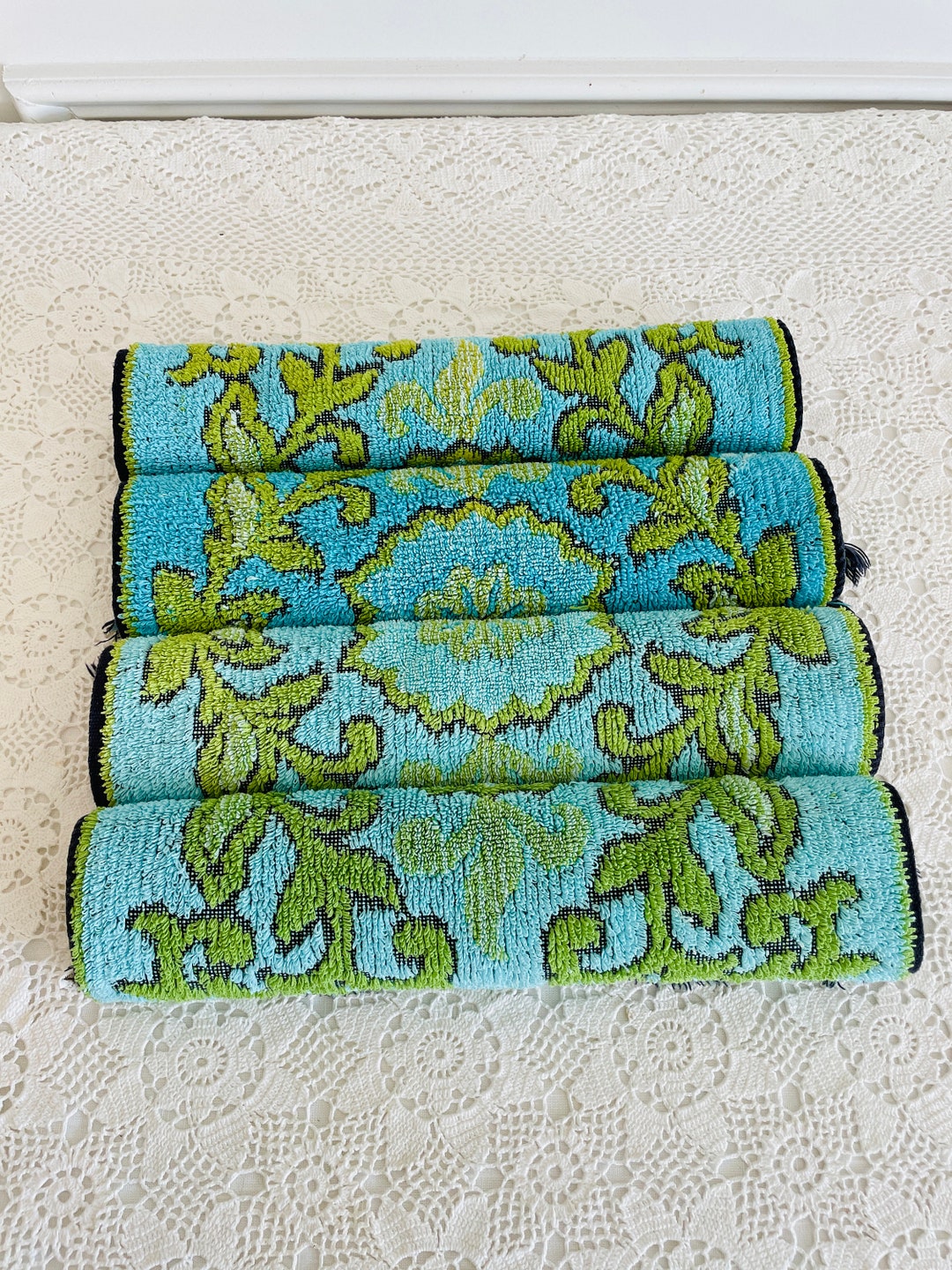 Vintage Flower Callaway by Milliken Hand Towel Set of 4, Vintage Blue ...