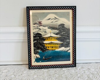 Framed Vintage Print from Utagawa Hiroshige Woodblock Print Mt. Fuji in Snow