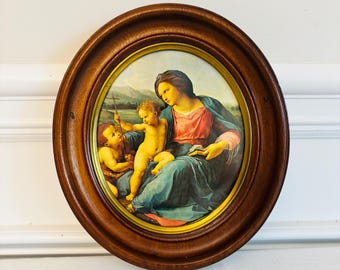 Alba Madonna by Raphael in antique wood frame