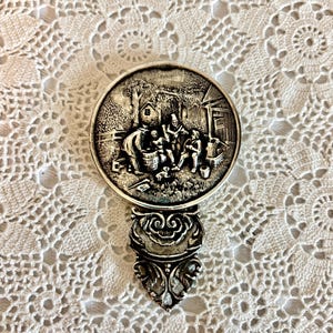 Vintage 1940s Hans Jensen Denmark Silver-plate Miniature Mirror