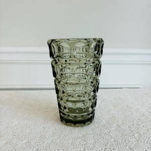 Vintage Hermanova Hut Glass Vase by Frantisek Peceny. 1960s Sklo Union Czech Crystal Glass Vase, Mid Mod Vase