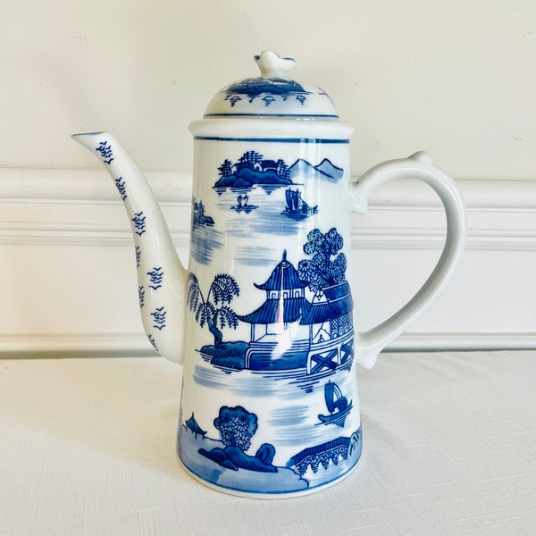 Chinese Vintage Blue and White Teapot Etsy