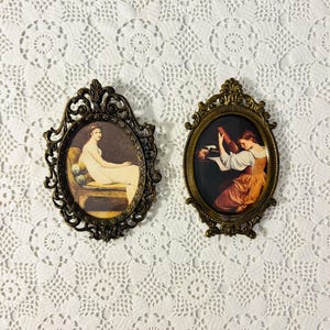 Set of Small ornate Gold Italian frames with prints