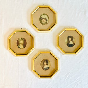 Set of 4 Victorian Portraits, French Decor, Victorian Decor, French Provincial, Cameo Portraits