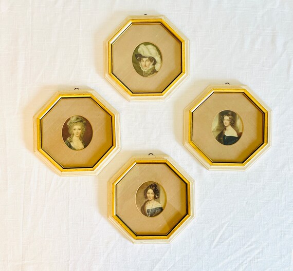 4 Victorian portraits, French Decor, Victorian Decor, French Provincial, Cameo Portraits