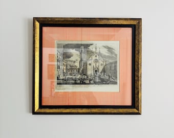 Veduta del Campo d' Frari Series II Gran Teatro di Venezia, steel engraving in frame