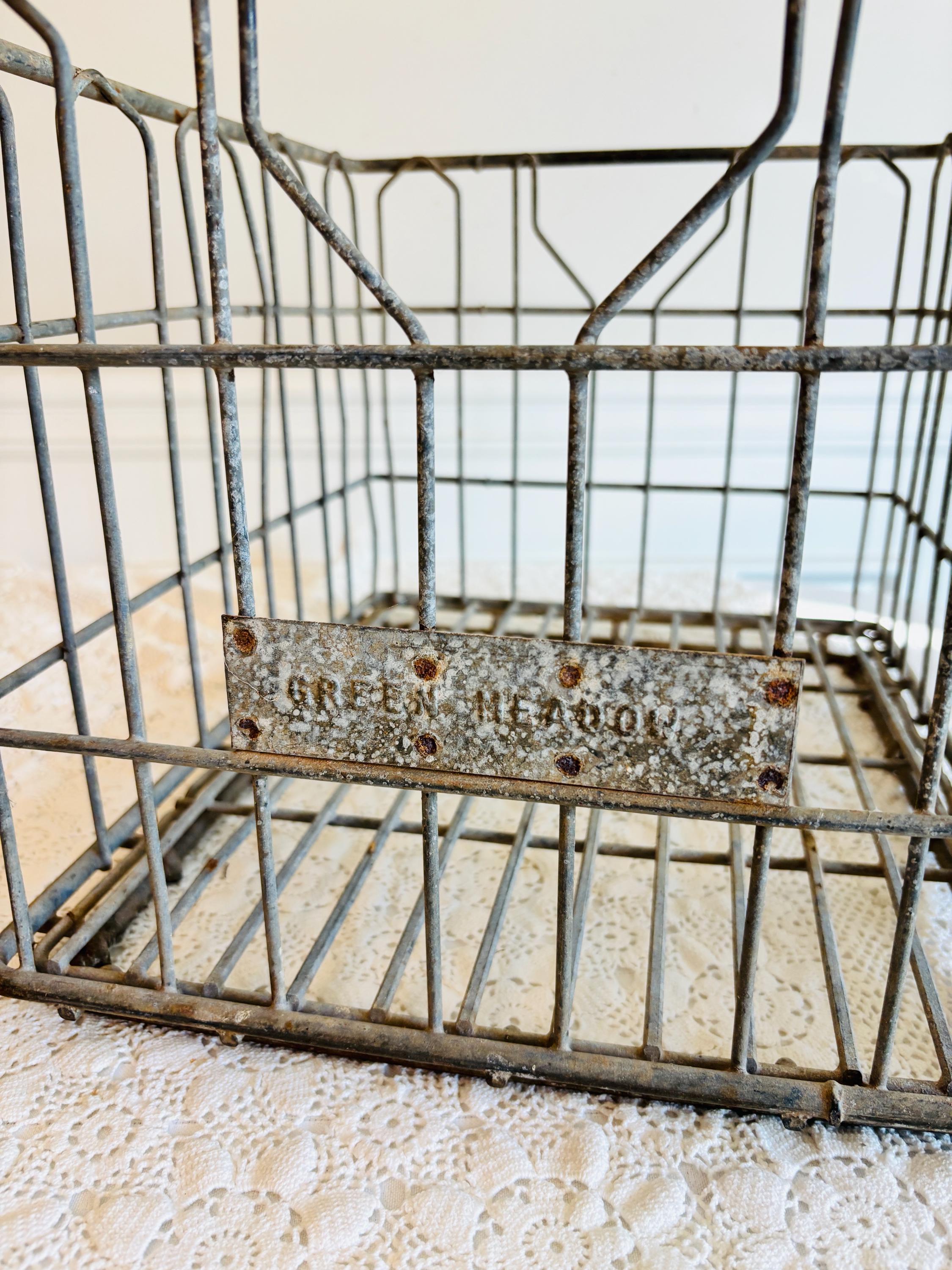 Vintage Metal Milk Crate. - Etsy