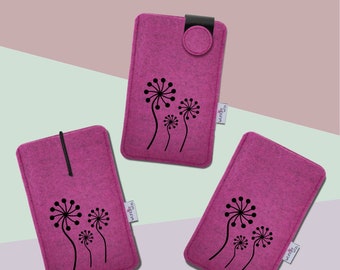 Handyhülle "Pusteblume", Maßanfertigung aus Wollfilz für alle Handymodelle