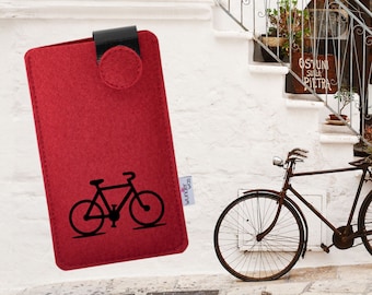 Bike phone case, custom-made from wool felt