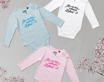 Bio Babybody « Donne-moi la belle vie » Fairtrade, Bras long, Bras courts