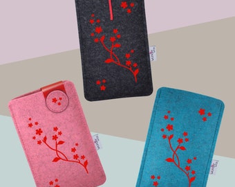 "Floral Vine" phone case, custom-made from wool felt for all phone models