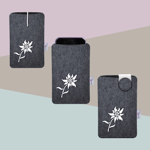 Mobile phone case &quot;Edelweiss&quot;, custom-made from wool felt
