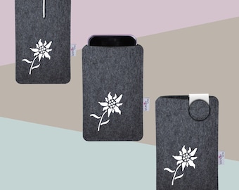 "Edelweiss" mobile phone case, custom-made from wool felt