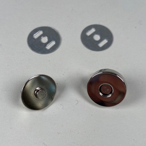 Magnetschließe 18 mm, Magnetknopf, Magnetverschluss für Taschen silberfarben