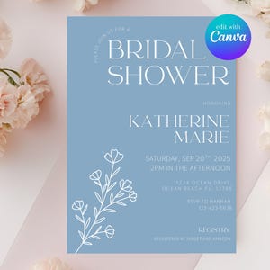 Something Blue Before I Do Bridal Shower, Something Blue Bridal Shower Invitation Template, Blue Bridal Shower Invite, Blue Floral Printable