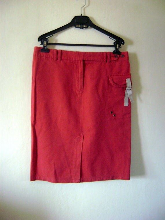 90s Red Linen Skirt Vintage Linen Skirt,Festival S