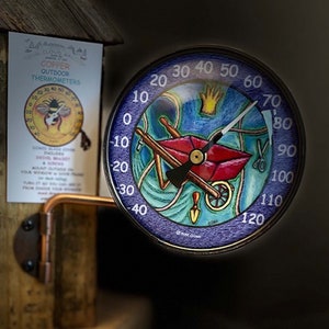 Copper 4" dial Thermometer with Wheel barrel design