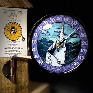 Copper dial 4" Thermometer with Unicorn design