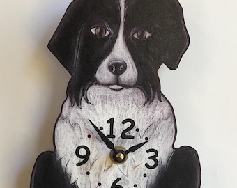 Border Collie dog Clock with swinging tail