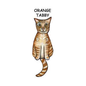 May include: Orange tabby cat clock with a white face and black numbers. The clock is hanging from the cat's tail.