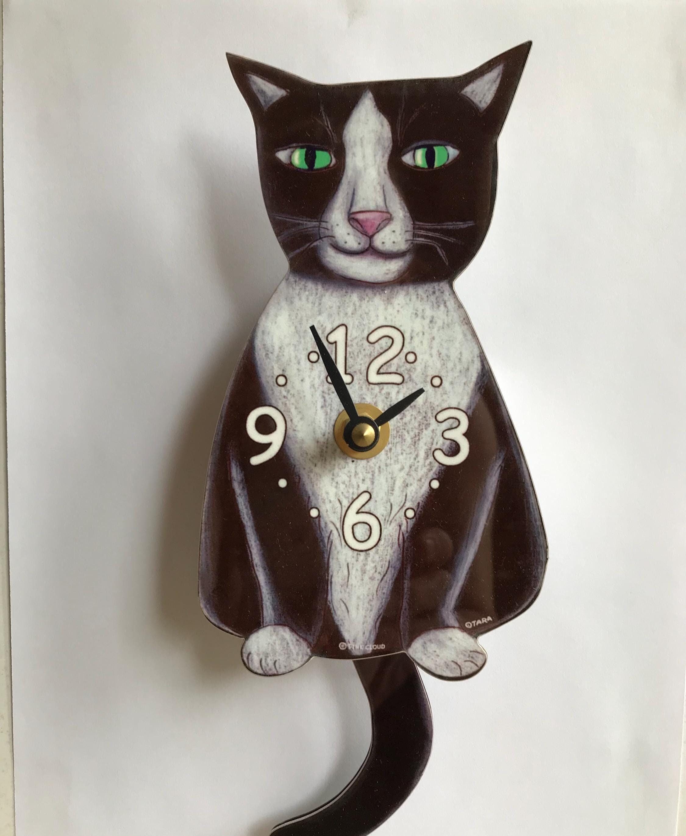 Tux Mini Cat Clock With Swinging Tail Etsy