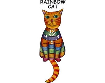 rainbow cat clock