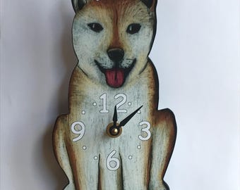 Shiba Inu Dog clock with wagging tail