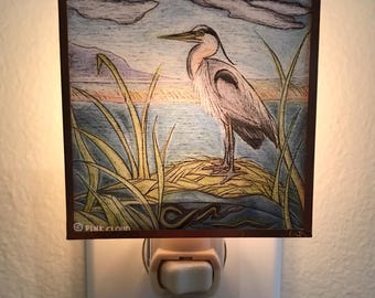 Lampka nocna z czaplą
