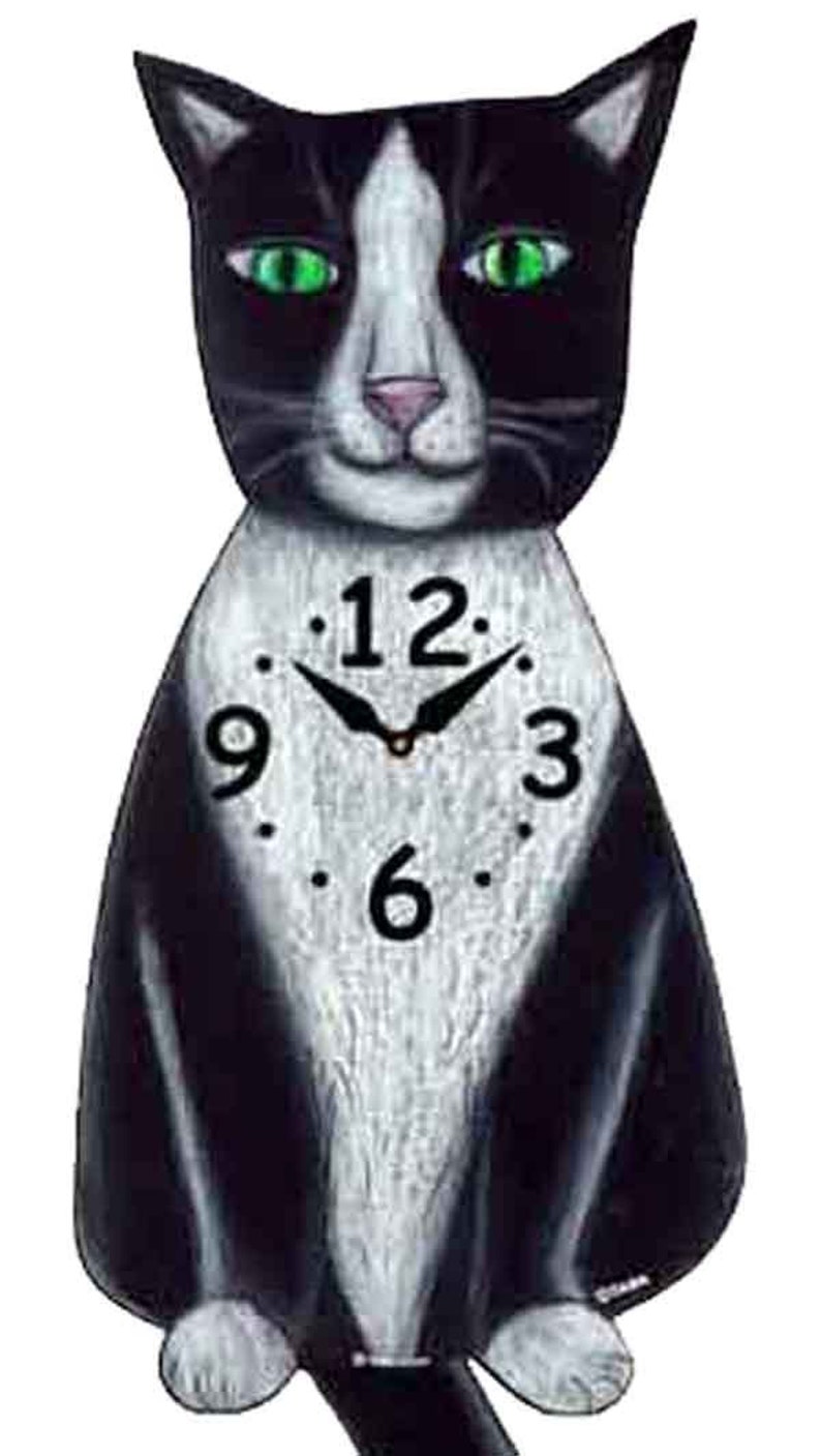 Tuxedo Cat Clock With Wagging Tail Etsy