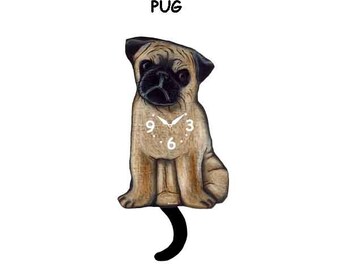 OREZI 9.5 Inches Non-Ticking Wall Clock,Battery Operated,Cute Dog Print Pug Puppy Navy Blue Wall Decor for Bedroom,Living Room School Office OREZI 9.5 Inches Non-Ticking Wall Clock,Battery Operated,Cute Dog Print Pug Puppy Navy Blue Wall Decor for Bedroom,Living Room School Office