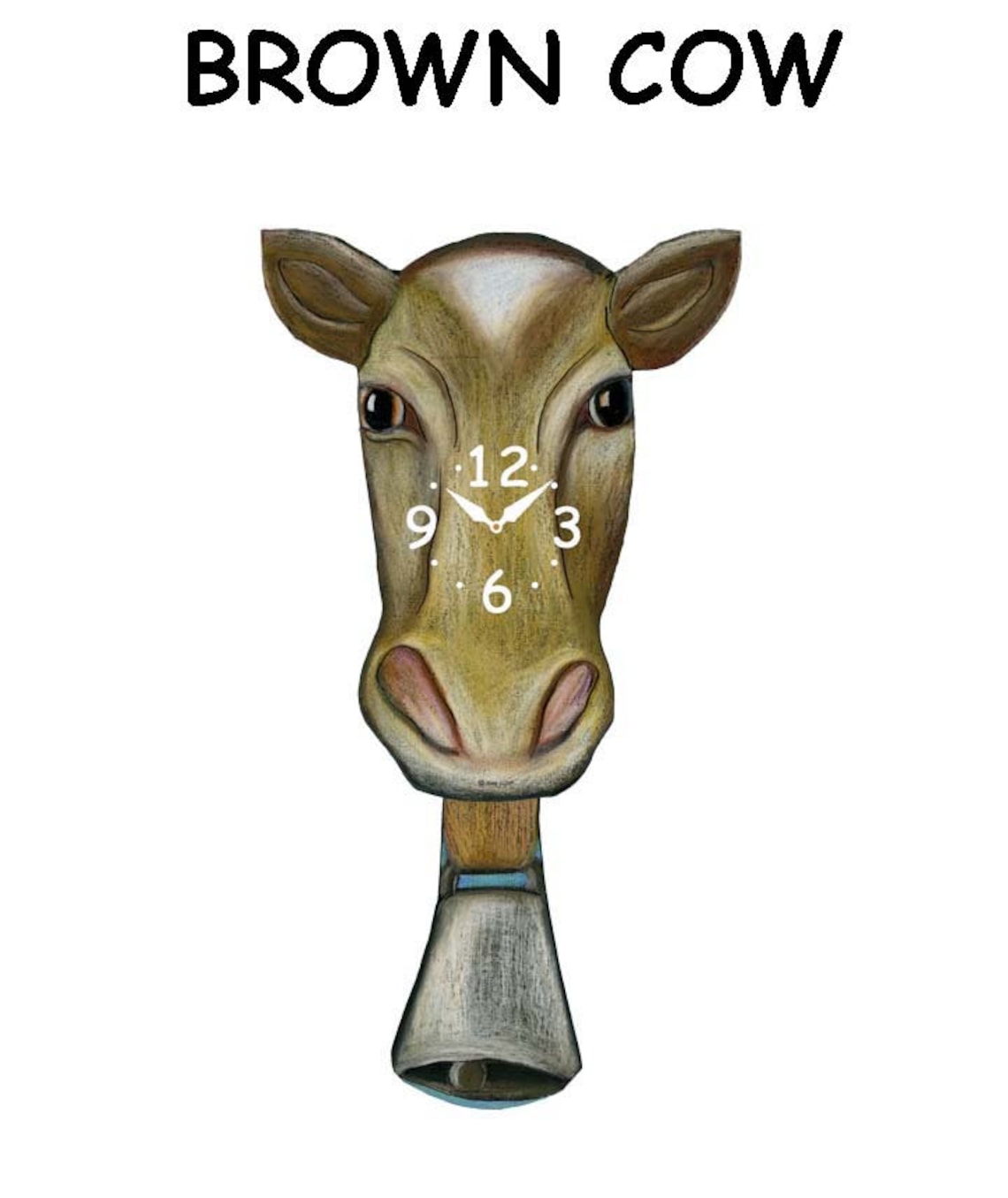 Brown Cow Clock W/swinging Bell Etsy